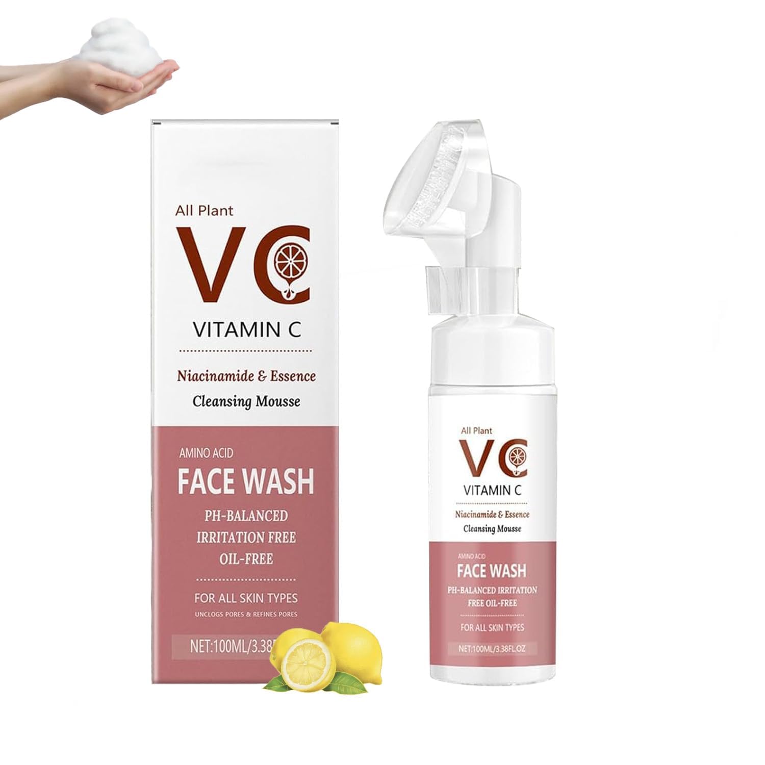 Brightening Vitamin Sea Face Wash Face Foam Wash Vitamin C Cleansing Mousse Hydrating Facial Cleanser for Women for All Skin Types