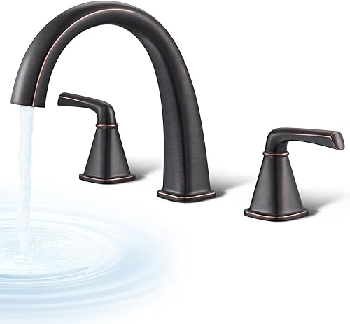 Miniatura 13 de Grifo de bañera de latón con cuello de cisne, grifo de bañera de baño de oro cepillado, montaje en cubierta, 3 agujeros, juego de grifos de bañera