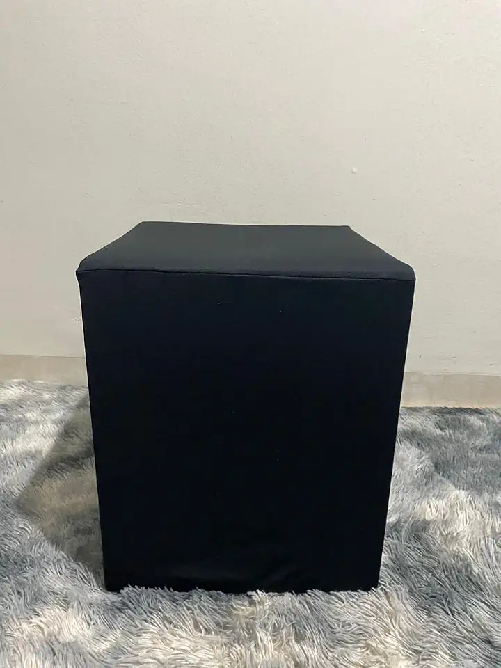 Capa Para Puff Banco Quadrado Tecido Malha Gel Liso Avulsa 1 Peça (Preto)