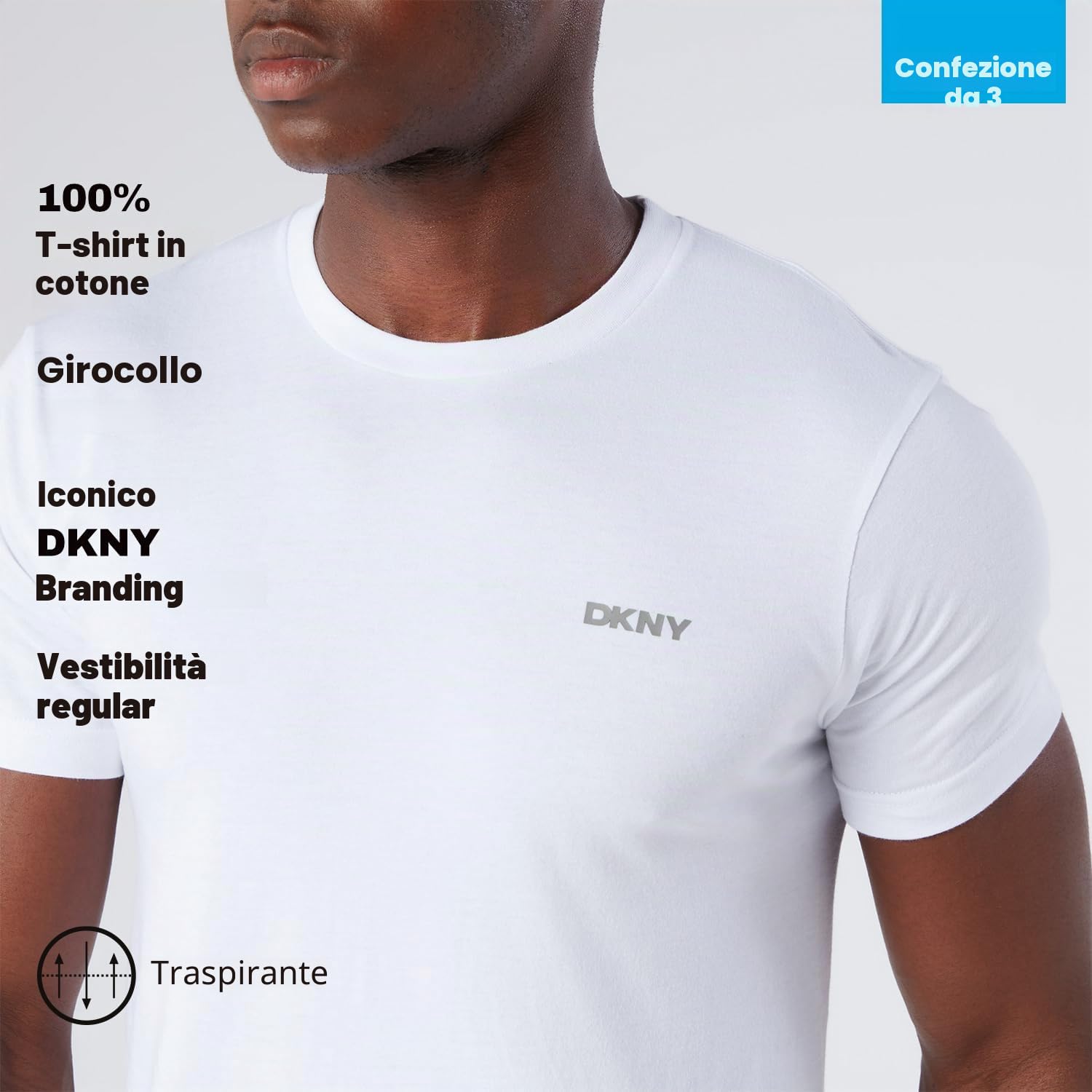 DKNY Giants T-Shirt da Uomo Uomo (Pacco da 3)