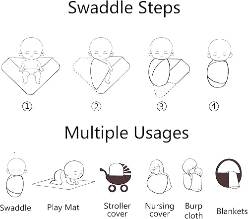 Miniatura 6 de Mantas de muselina para bebés para niños y niñas, paquete de 2 mantas grandes de 47 x 47 pulgadas, suaves y transpirables, unisex, mantas de