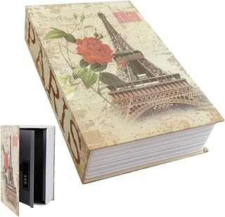 Buchsafe mit Zahlenschloss, 24 x 15,5 x 5,5cm Buchsafe Tresor, Buchtresor für Geld Schmuck Wertvolle Objekte Büro/Hause - Eiffelturm
