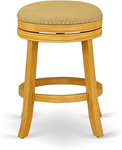 Miniatura 4 de East West Furniture DVS024-112 Devers Taburete de mostrador - Silla de bar con forma redonda de piel sintética tapizada de piel sintética, altura de