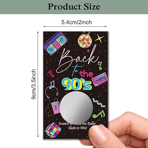 Miniatura 3 de Haizct Paquete de 50 tarjetas de rascar con temática de Back to The 90, auriculares retro para baby shower, fiesta de cumpleaños, lotería, juegos