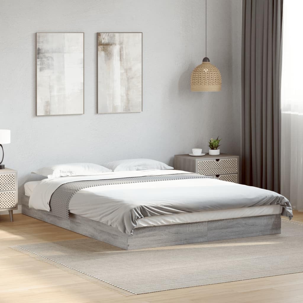 vidaXL Giroletto Grigio Sonoma 140x200 cm in Legno Multistrato, Mobile Camera da Letto, Letto, Struttura Letto, arredo Camera da Letto, Base Letto