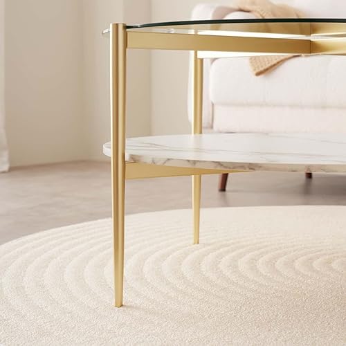 Miniatura 7 de Mesa auxiliar redonda para sala de estar, diseño moderno de mediados de siglo, 30 pulgadas de profundidad x 17 pulgadas de alto, estructura de 2