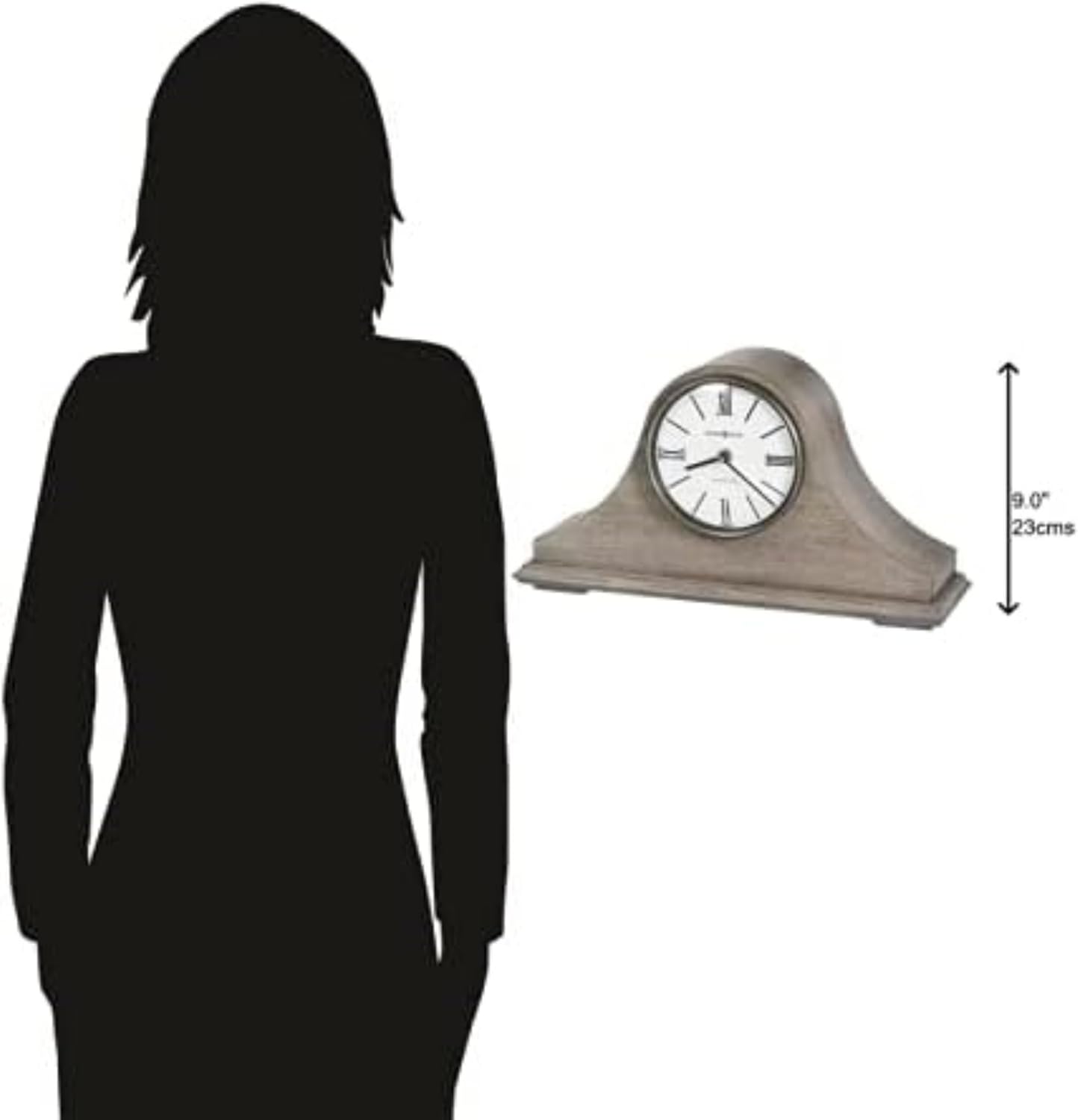 Howard Miller Meade Mantel Clock II 549-613 – Seaside Gray Finish, Charcoal Gray Accents, Antique Home Décor, Automatic Nighttime Chime Shut Off, Quartz Single-Chime Movement