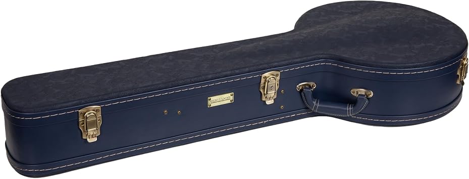 Crossrock Relief Series Open-Back Banjo Case for 11''12.5'' Rims | Carved Ocean Blue Finish, Deep Scarlett Velvet Interior, Lock (CRW630OBJOB)