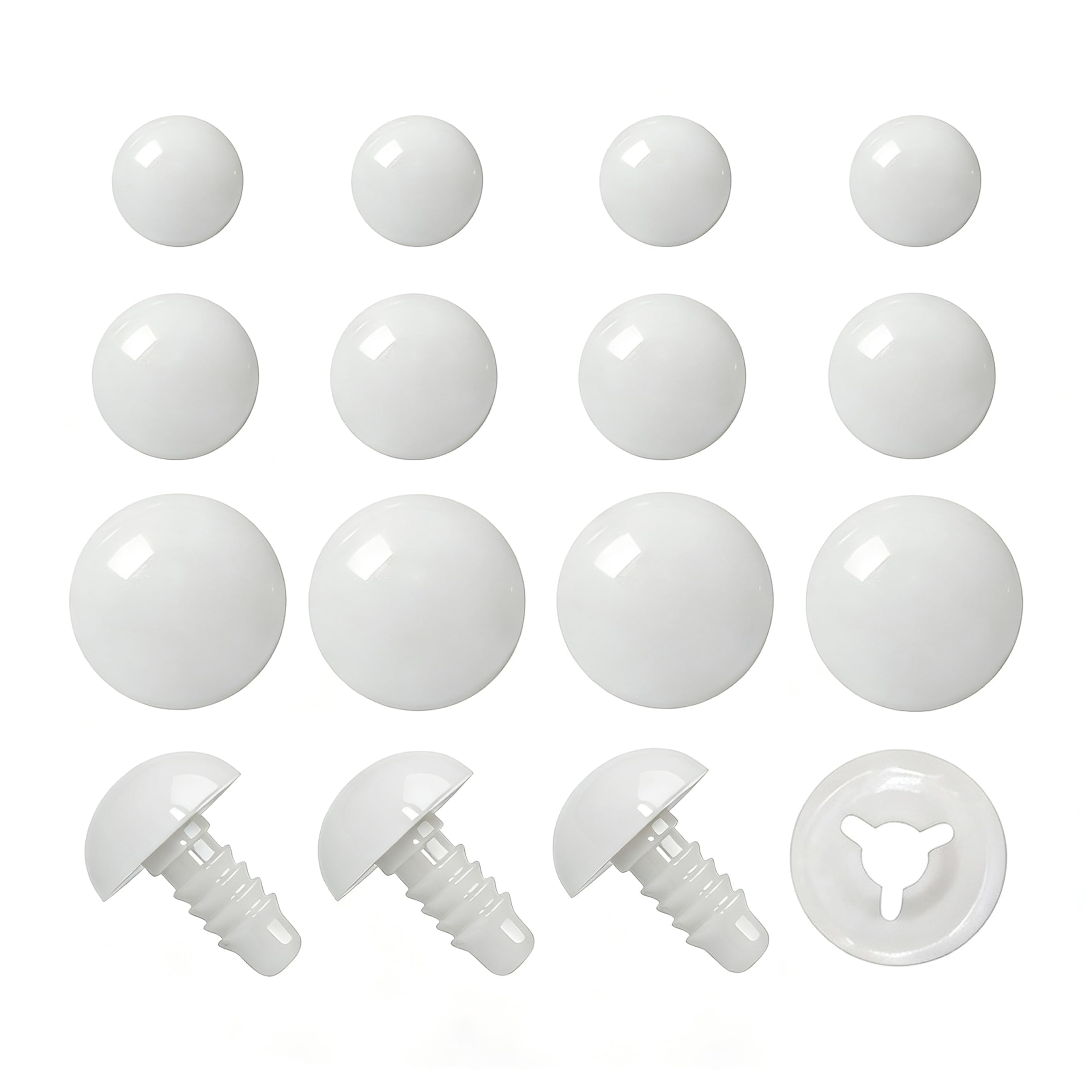 BESTCYC 160pcs 10-24mm Plastic Safety Eyes Craft Eyes and Washers for Amigurumi Dolls Plush Animals DIY Craft Lovers Doll Makers Crochet Craft Supplies (White)