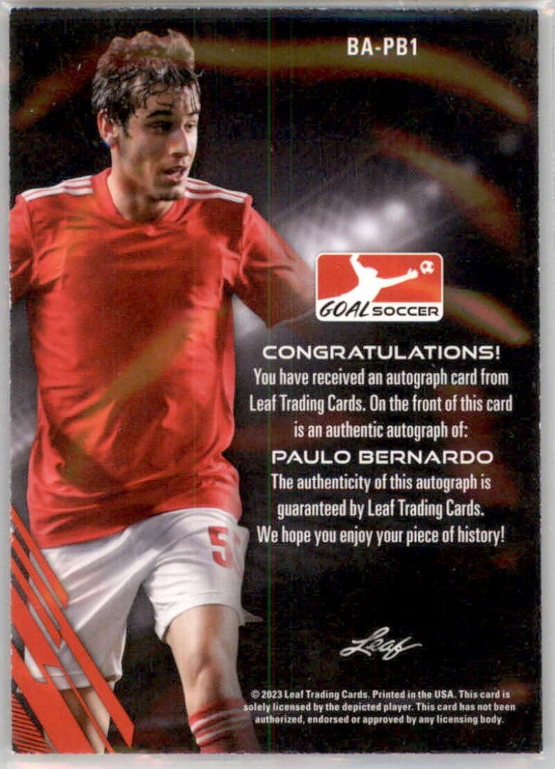 2023 Leaf Goal Soccer Autographs #BA-PB1 Paulo Bernardo Auto Autograph Official Soccer Card in Raw (NM or Better) Condition