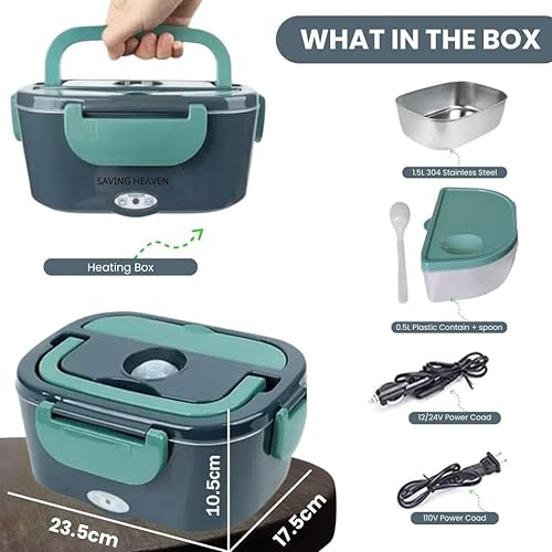 Miniatura 2 de Fiambrera eléctrica calentador de alimentos, calentador de alimentos portátil de 1224110V, lonchera para automóvil, camión, hogar, trabajo, adultos,