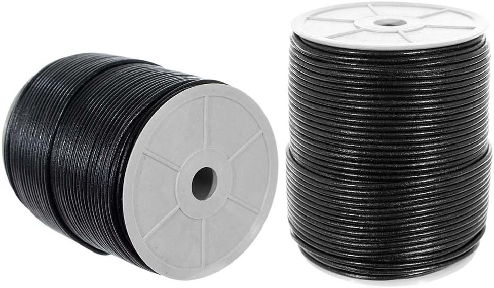 3 mm Black Round Leather Cord - 25 Yards - Perfect for Crafts, DIY, Jewelry, and More!