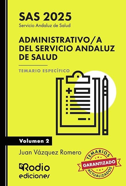 Portada de Administrativo a del Servicio Andaluz de Salud. SAS 2025. Temario Específico. Volumen 2