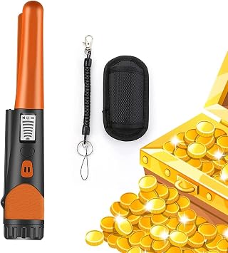 PIN POINTER Handheld Small Metal Detector, High Sensitivity, Handy, Waterproof, Professional Detector, Tester Detector, Treasure Finder, Probe Bar, LCD Screen Included Orange