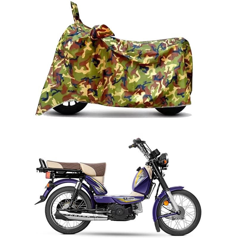 Image of Waterproof 100% PVC Coated Bike Scooty Two Wheeler Body Cover Compatible For TVS XL100 Heavy Duty i Touch BS6 /UV-Ray /Heat Protection /Birds Dropping /Scratchproof /Dust proof[6X6 Jungle Print]