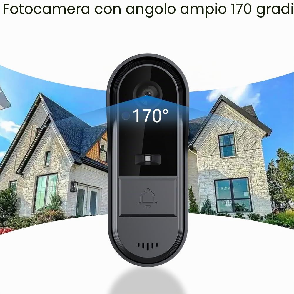 TKMARS Videocitofono 1080P Video Campanello Senza Fili da Esterno Impermeabile IP67, Video Campanello Videocitofono con Telecamera 1080P 4,3 Pollici Display 170° Ultra Grandangolo,Nessun APP&WiFi