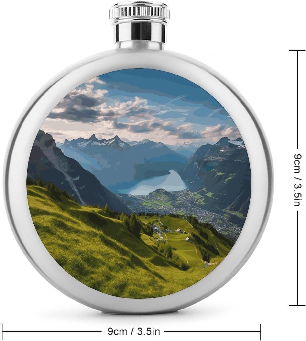 5 OZ Stainless Steel Hip Flask Mini Flasks - Switzerland Alps Flasks for Liquor Leak Proof Pocket Whiskey Flask for Men, Travel, Camping, Wedding & Groomsmen Gifts