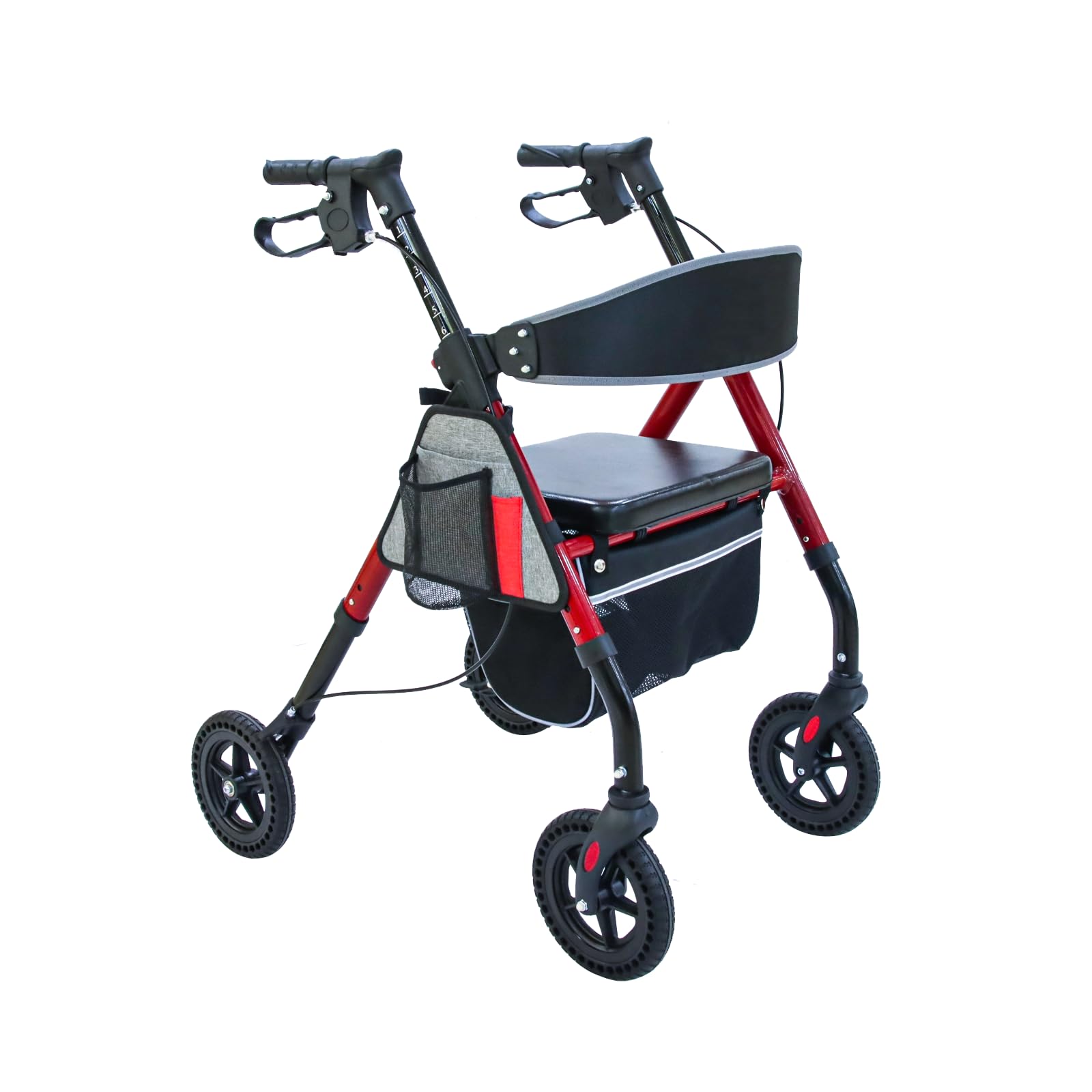 Aojin Rollator Walker for Seniors, Lightweight Foldable All Terrain Rolling Walker with seat, Aluminum Walkers with 8 inch Rubber Wheels, Handles and Backrest for Seniors and Adult 2310PURPLE