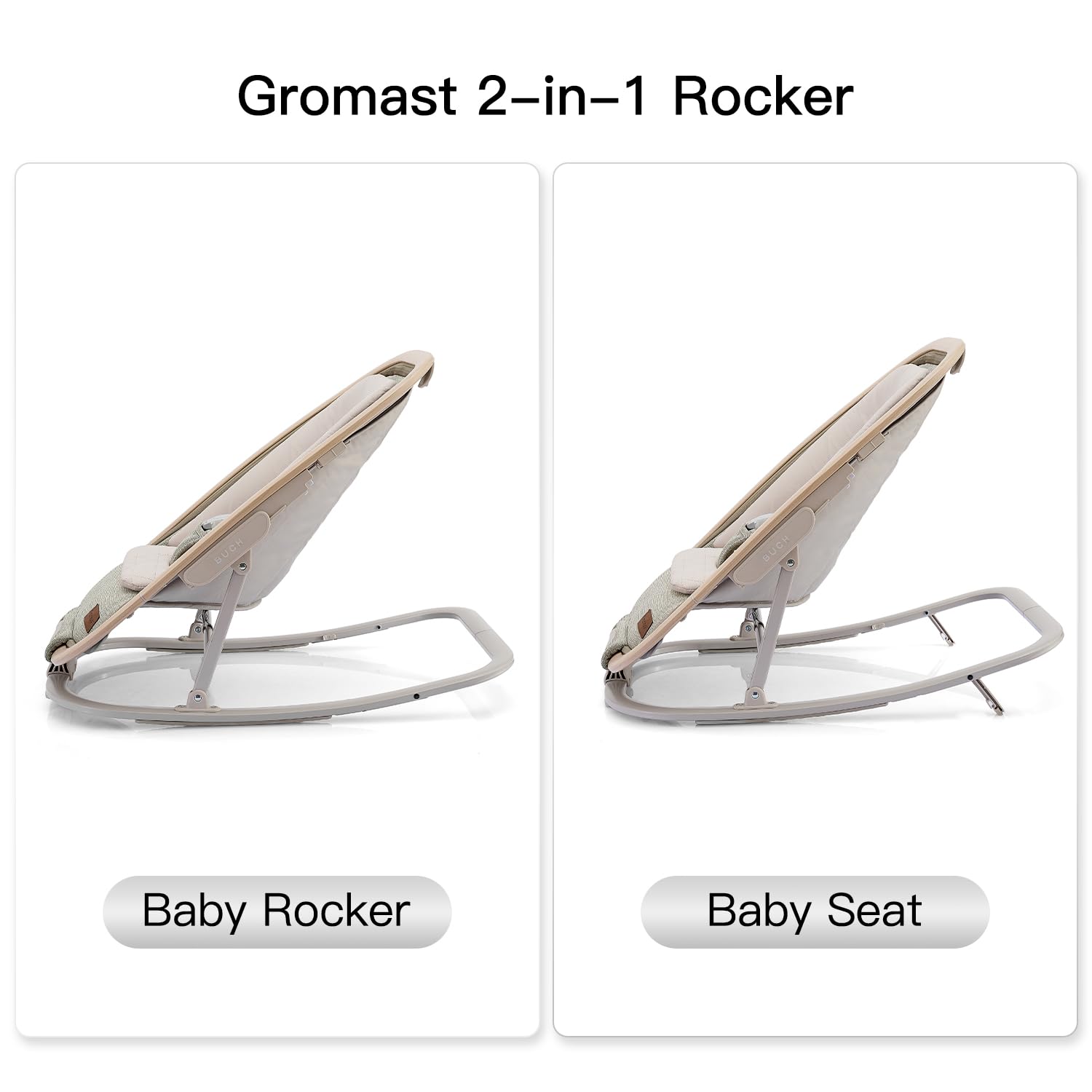 Gromast 2-in-1-Babywippe für Säuglinge, tragbare Babywippe mit 3 Liegepositionen und Reisetasche – Grün