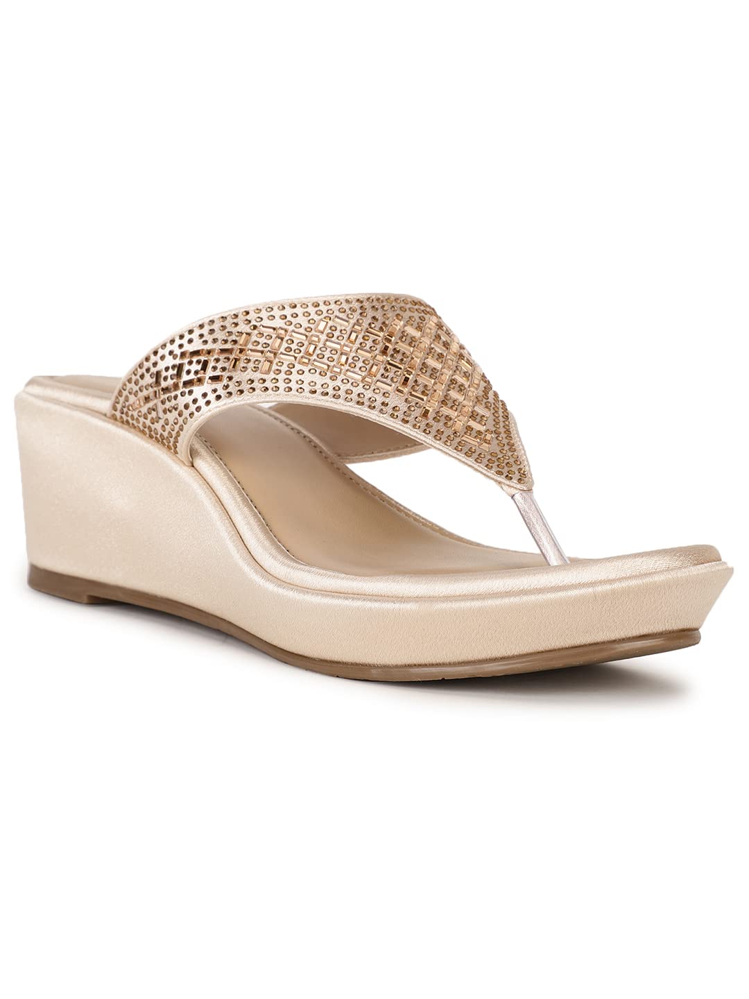 Marie Claire KELLAN THONG Gold Festive Slipon Open Toe Thong Slipper Thong Slipper High HH 51 MM UP For Women UK Size- 5 (B09W5ZR28M) Amazon Price History, Amazon Price Tracker