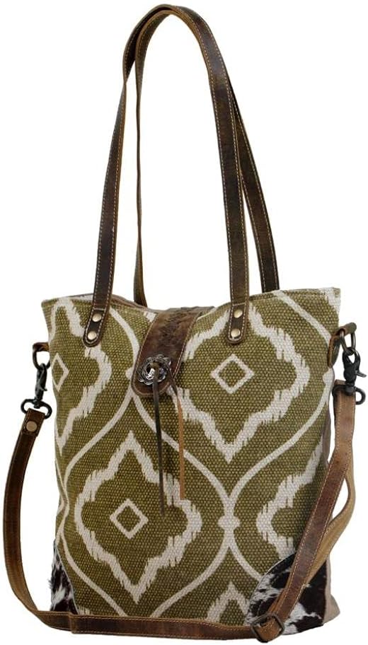 Myra Bag Aesthetic Shoulder Bag Upcycled Cotton & Leather S-2809 - Image 3