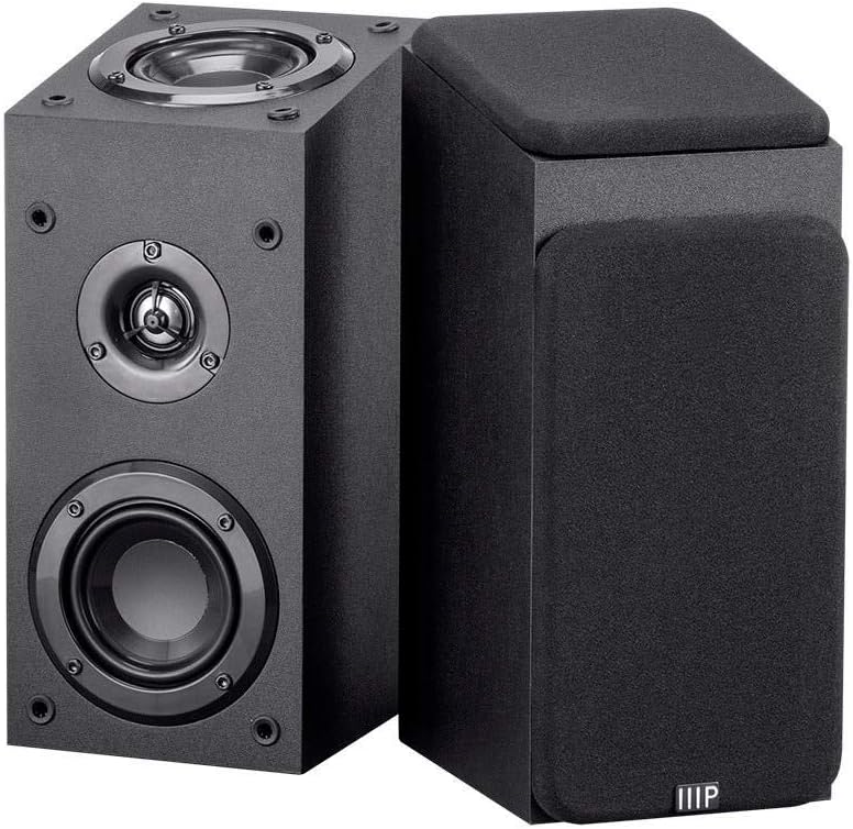Monoprice Premium Immersive Satellite Speakers – Pair, 3 Inch Woofer, 3/4Inch Aluminum Dome, 100 Watt Input Power, Black