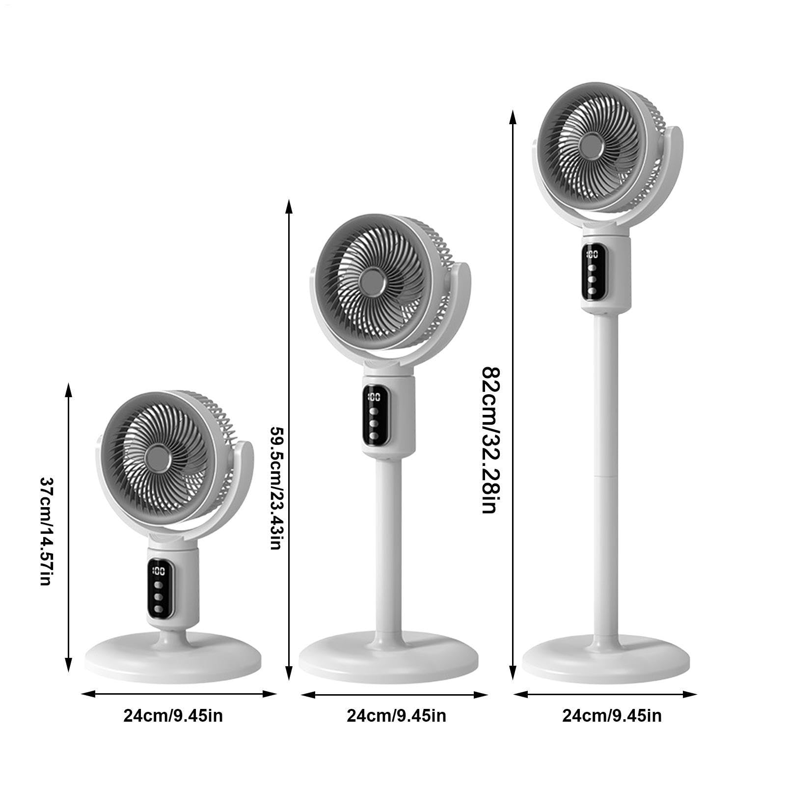 Ventilador De Pedestal Oscilante Batería de 4000 mAh, 5 velocidades | Ventilador Circulador De Aire Para Propietarios Inquilinos Estudio Oficina Dormitorios Apartamento