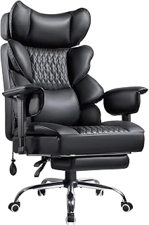 Big and Tall Office Chair 600lbs with Footrest, Lumbar Support
