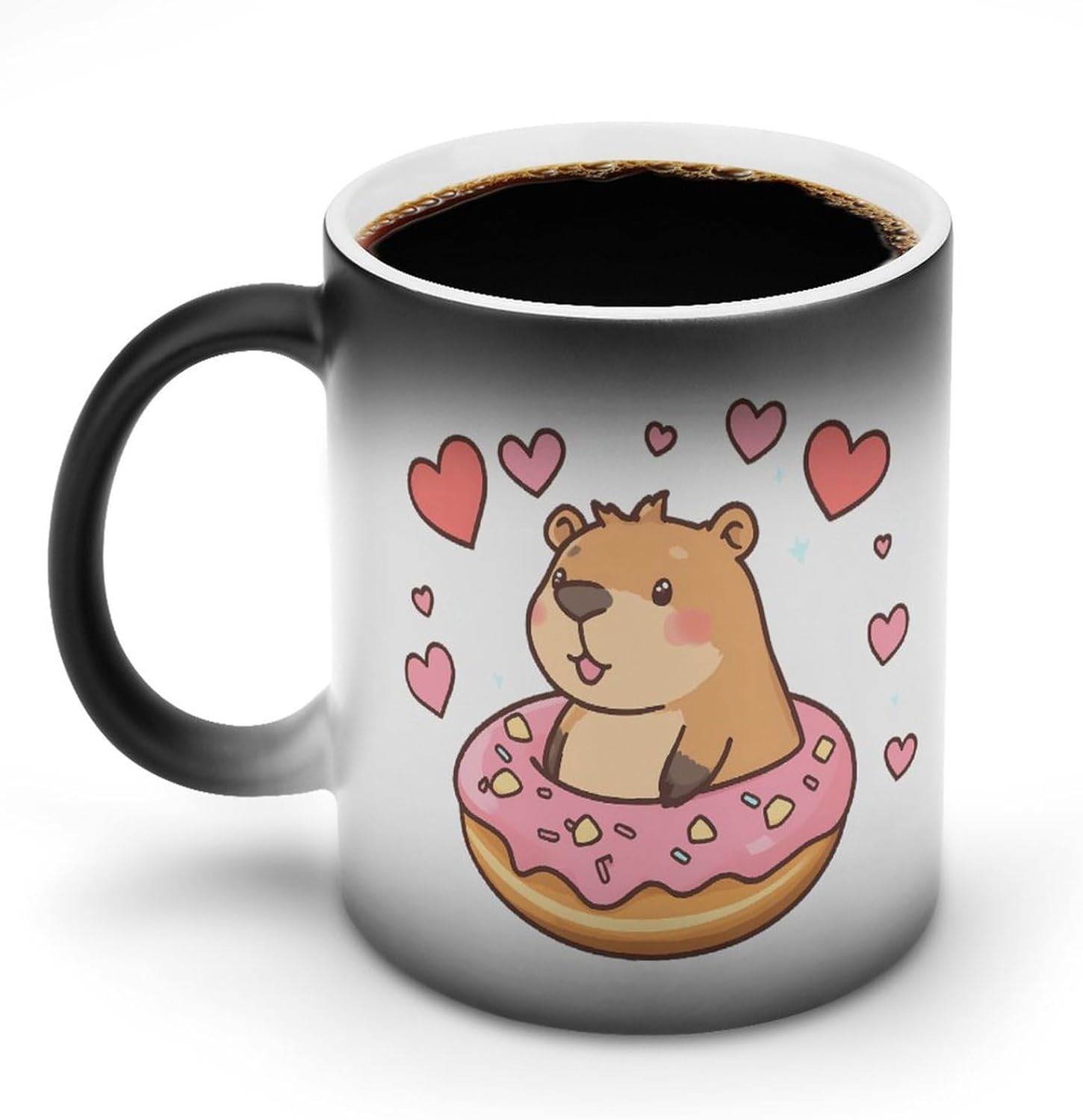 Beaver Donut Dessert Color Changing Mug Heated Ceramic Cup Heat Sensitive Coffee Mug Fun Gift