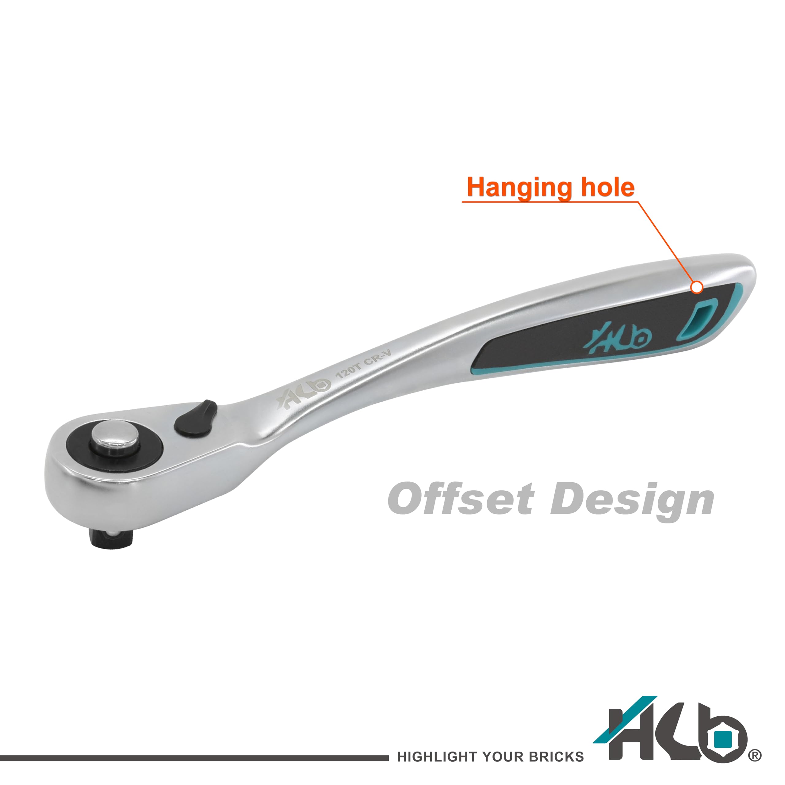 HB Set di Bussole 168 Pezzi con Cricchetto Offset Reversibile 120 Denti 1/2" 3/8" 1/4", Custodia Compatta con Chiusura Metallo, Bussole Metriche ed E-Torx, Acciaio CR-V, Made in Taiwan AKM002-G