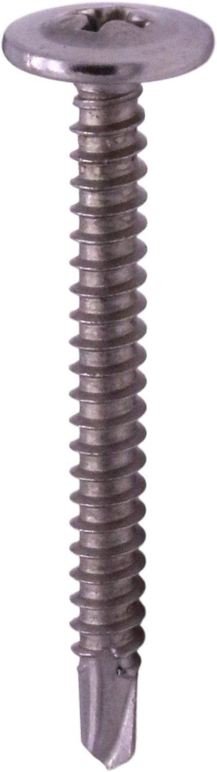 (250 Pcs) #8 x 1-5/8" 410 Stainless Mod Truss Head Self Tapping Screw Drill Point - U-Turn