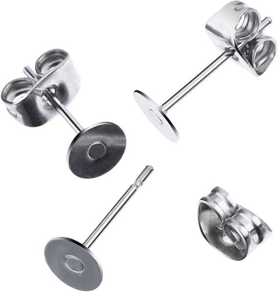 200 Pairs 400 Pieces Stainless Steel Earrings Posts Flat Pad With Butterfly Earring Backs For Earring Making Findings Silver Amazon Co Uk Home Kitchen