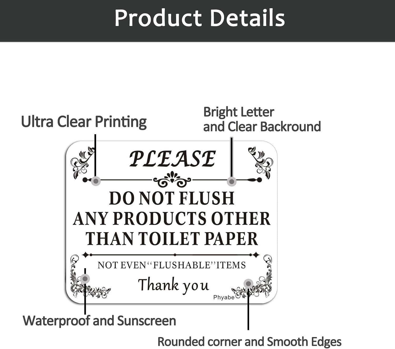 4 PCS Do Not Flush Any Products Other Than Toilet Paper Sign, 5” x 4” Thick Acrylic Self-Adhesive Sign, Ideal for Restaurants, Bars, Hotels, and Airbnb, Easy to Install thumbnail
