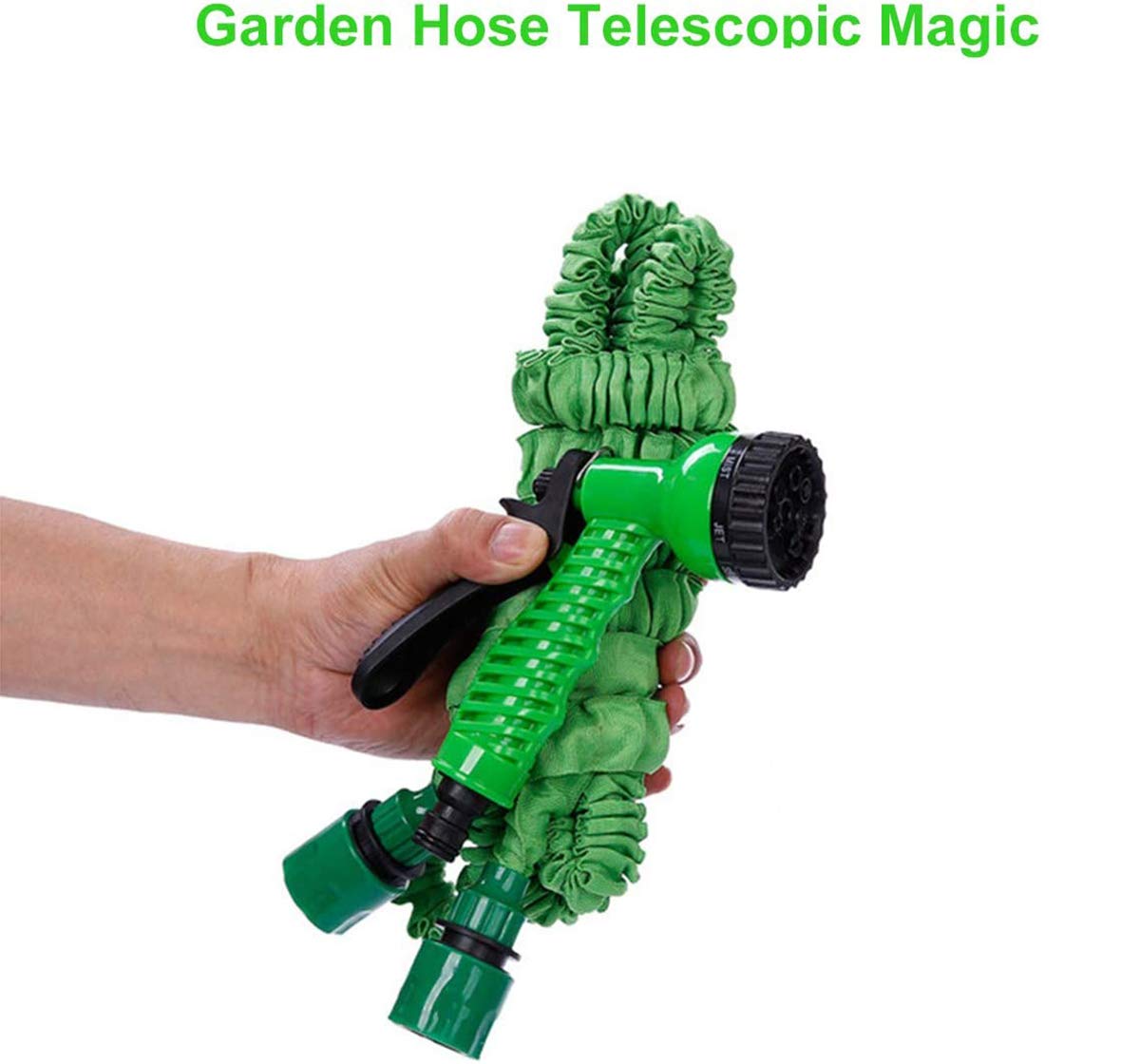 MIAOZHANG Tubo da Giardino Verde 25/100Ft Tubo Estensibile da Giardino Tubo Irrigazione Estensibile con 7 Funzioni di Spruzzo per Camper E Giardino di Casa