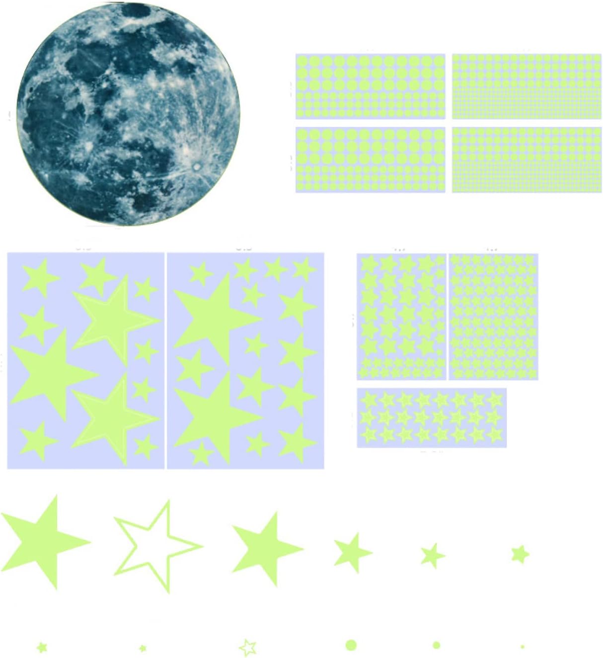 ウォールデカール 蛍光星 ステッカー A ベビー 保育園 キッズ 寝室 夜光 ウォールデコレーション 蓄光シール月 星 Pvc素材 夜光ステッカー おしゃれ 光るシール 子供部屋飾り はがせる壁紙きらきら 窓ステッカー 天井 30 36cm Diyインテリア Gloria Pk