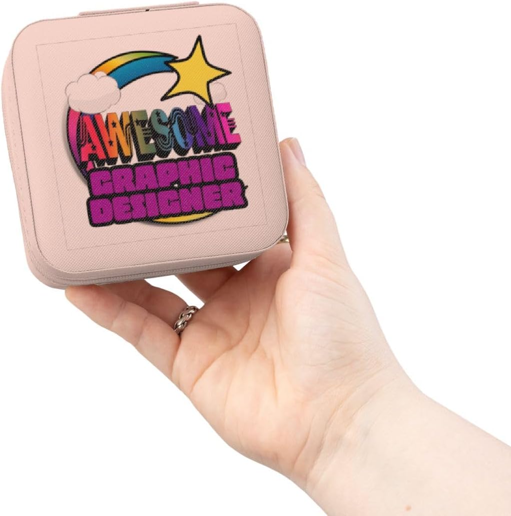3dRose Shooting Star Rainbow Awesome Graphic Designer Jewelry Travel Case Pink