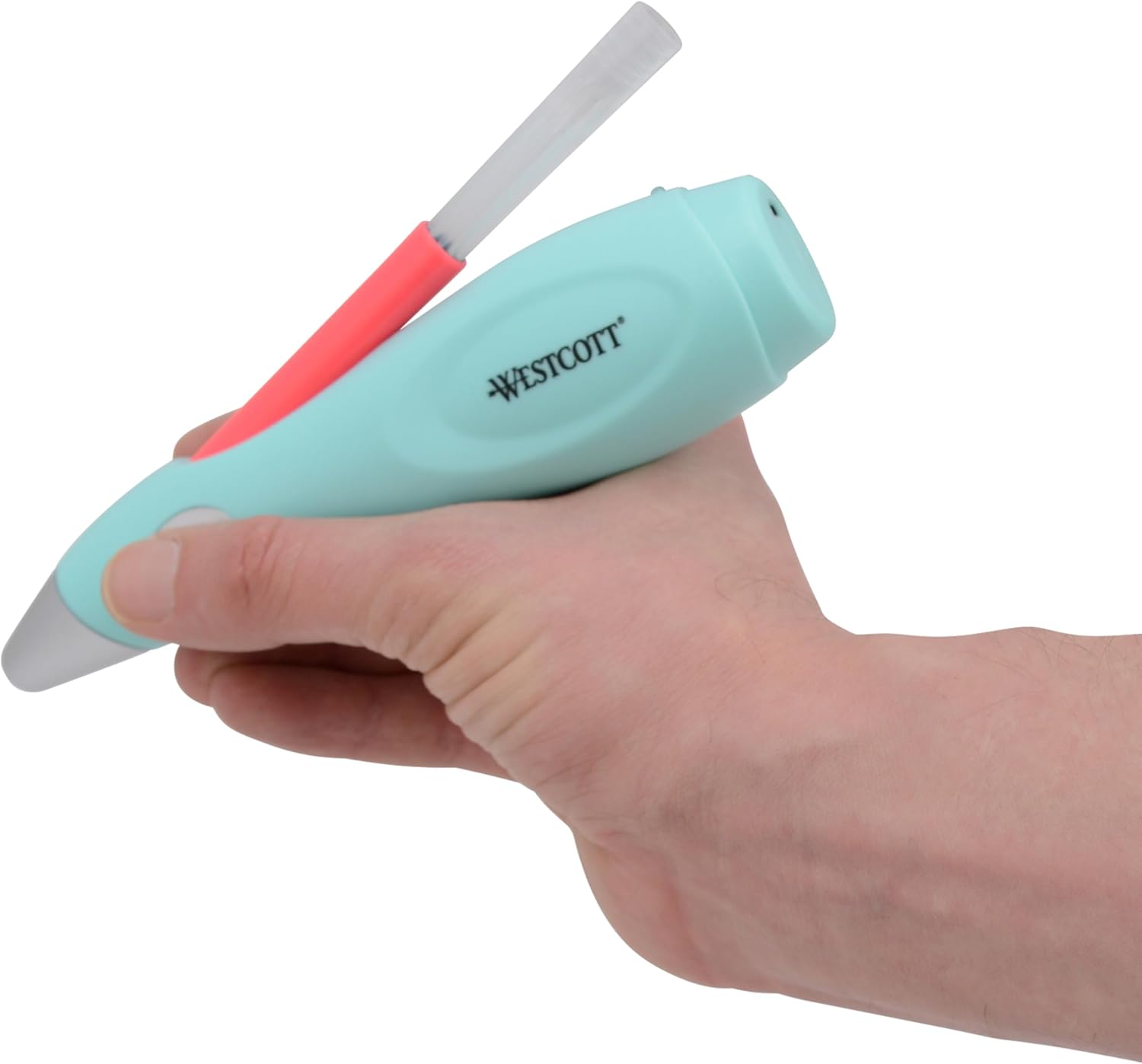 Westcott Magic Pen Airbrush Set for Adults and Children with 12 Felt Markers & 10 Stencils for Painting & Crafting, Battery Charged with USB Cable, Mint Color
