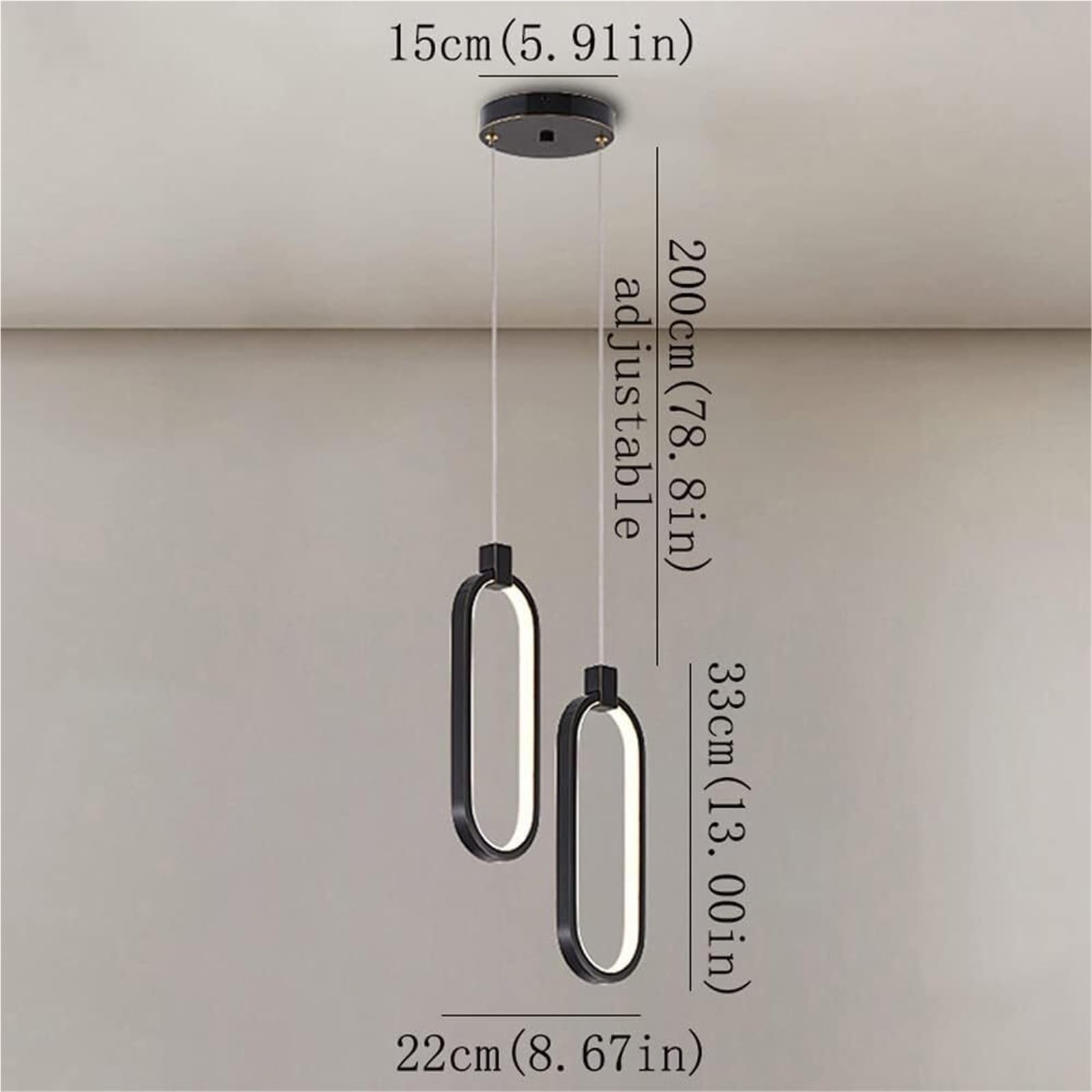 Trójkolorowa mosiężna lampa wisząca z regulowanym zawieszeniem, idealna do sypialni, nocnej lub nowoczesnej dekoracji (złoty 10 cm)