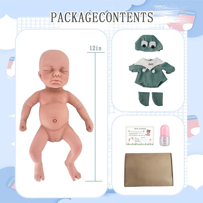 Muñeca Bebé Silicone Realista 12 pulgadas miniatura 6