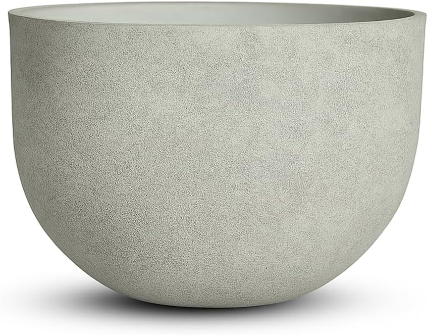 Large Resin Planter Pot for Trees Big Flower – Lightweight Round Plant Pot with Stone-Textured Finish, Weather-Resistant Decorative Outdoor & Indoor (XL - 21.7") - Image 1