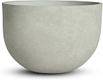 Pot rond de planteur de résine pour arbres Grande fleur – Pot de plante léger avec finition en béton texturé pierre, résistant aux intempéries décoratif extérieur & Intérieur (21.7")