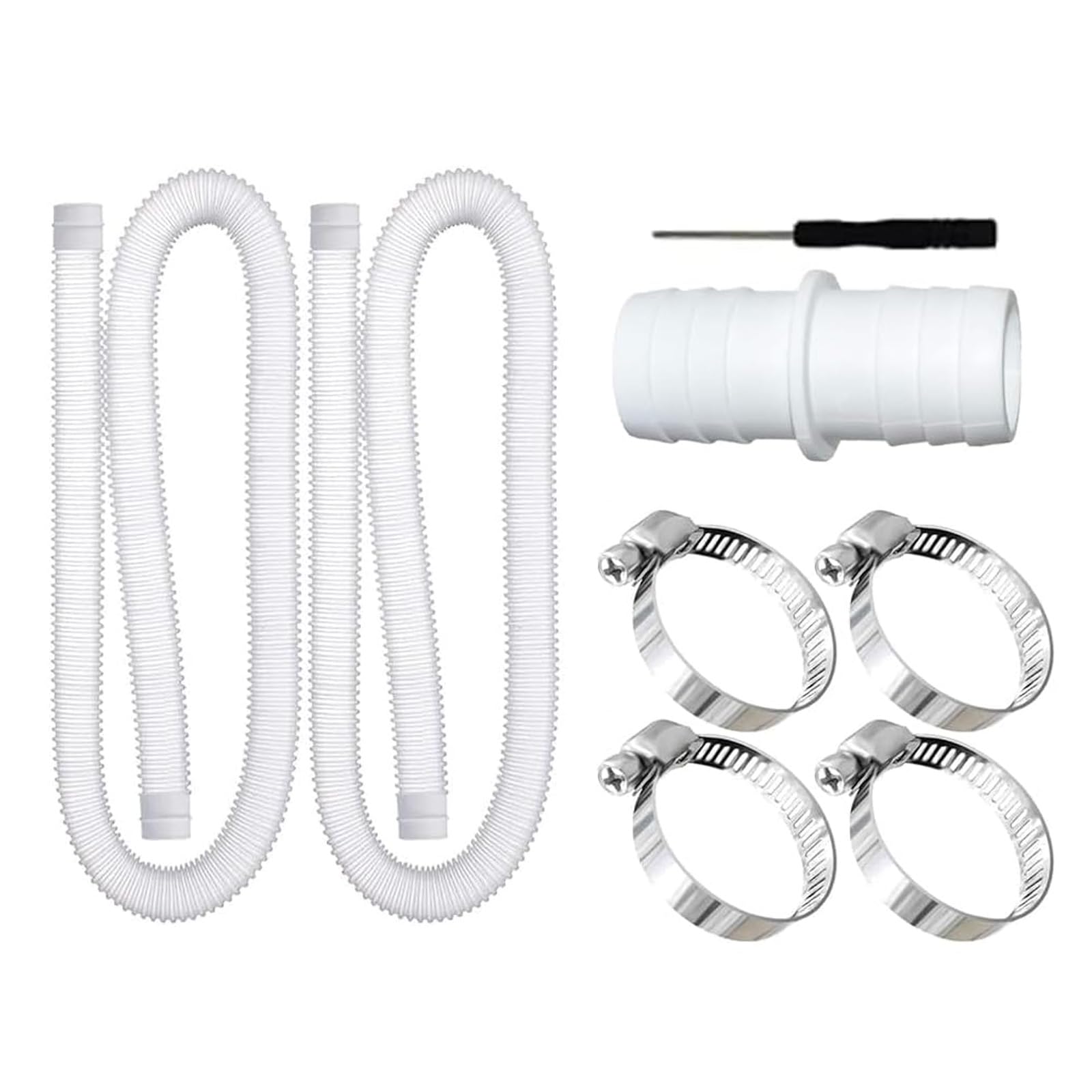Errory White Flexible Pool Filter Hoses For Hot Tubs Spas Water Features Includes Hose Connector And Mounting Hardware Pool Hose Adapter Connector