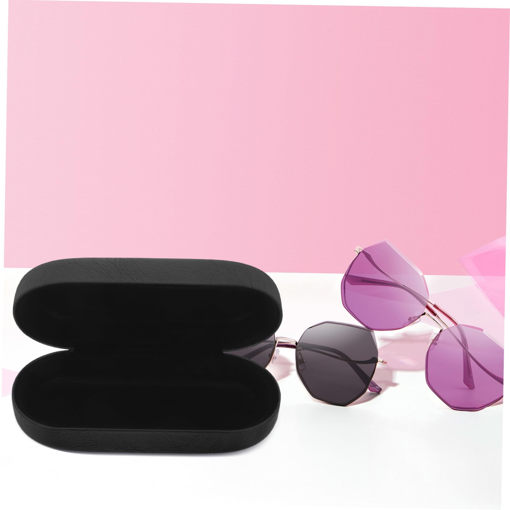 FOMIYES Estuche Rígido Para Gafas De Sol 5 Unidades Portátil Delgado De Viaje Organizador De Almacenamiento Plegable De Piel Sintética Color Negro