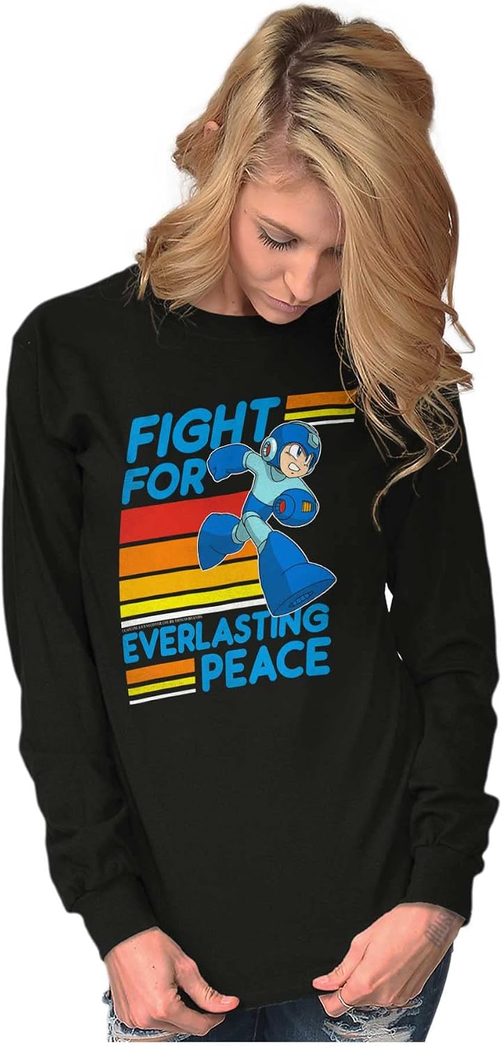 Mega Man 90s Gamer Anime Character Long Sleeve Tshirt Men Women