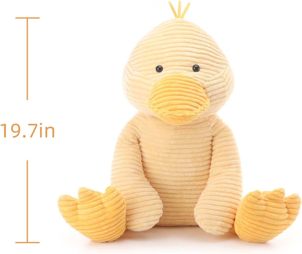 Apricot Lamb Corduroy Duck Stuffed Animal for Kids, Soft Cute Plush Toy for Baby Girl and Boy, 19.7 Inches