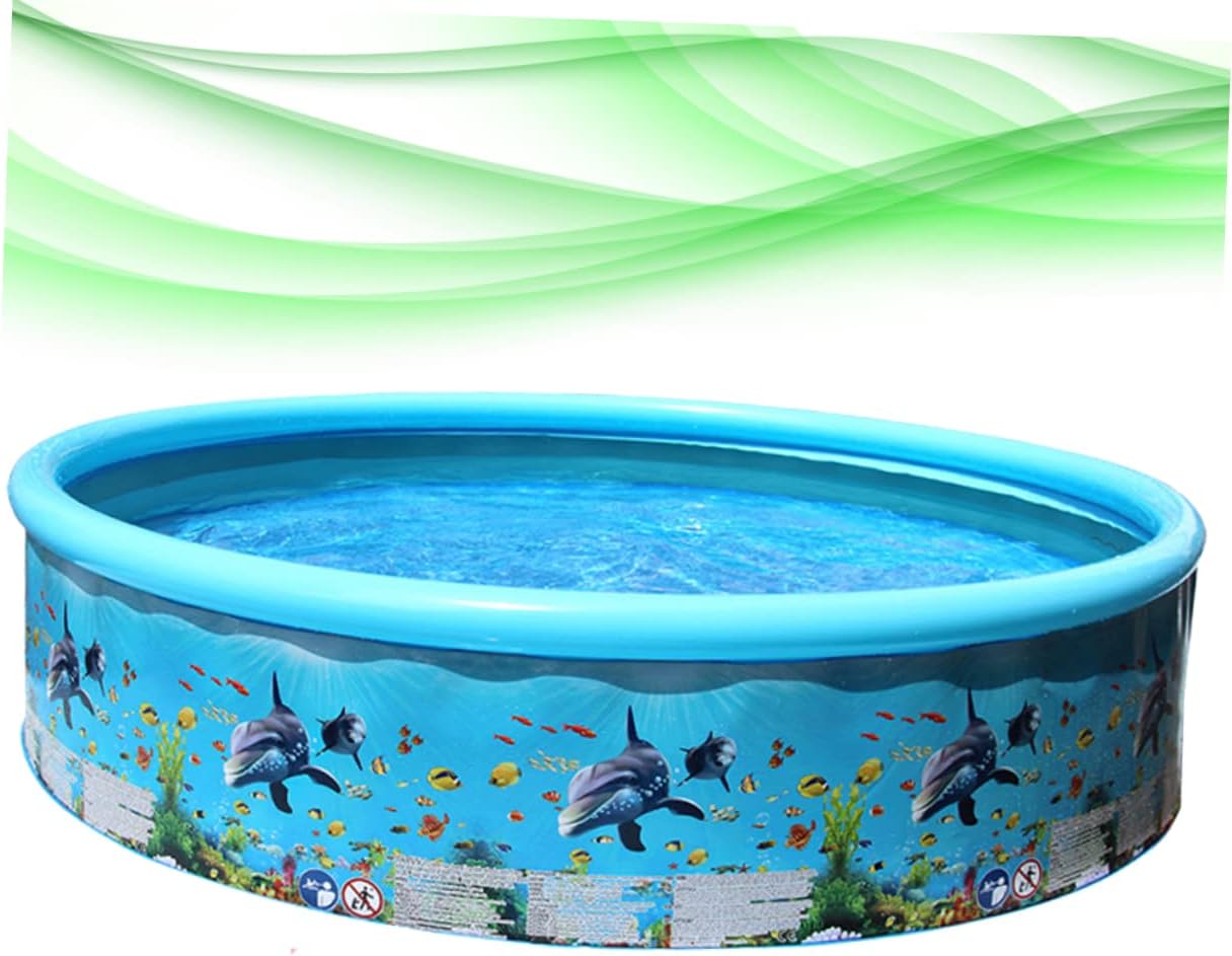Water Playing Pool for Kids Round Outdoor Pool Toy Marine Fish Design Bathtub