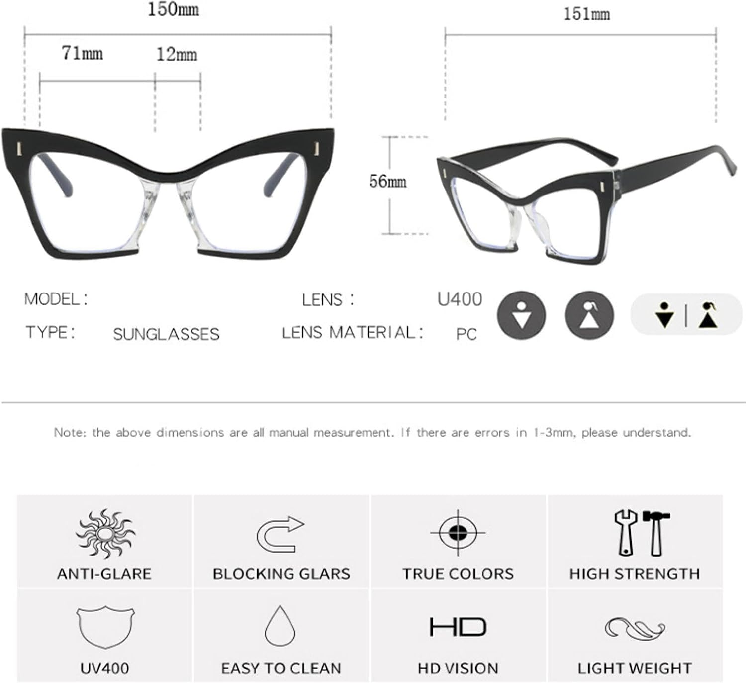 Vintage Cat Eye Glasses Women Fashion Polygon Spectacles Transparent Men Luxury