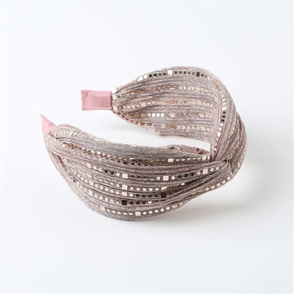 HBJWOV Women's Hairpin Sequin Fabric Broad-brimmed Headband All-match Headdress