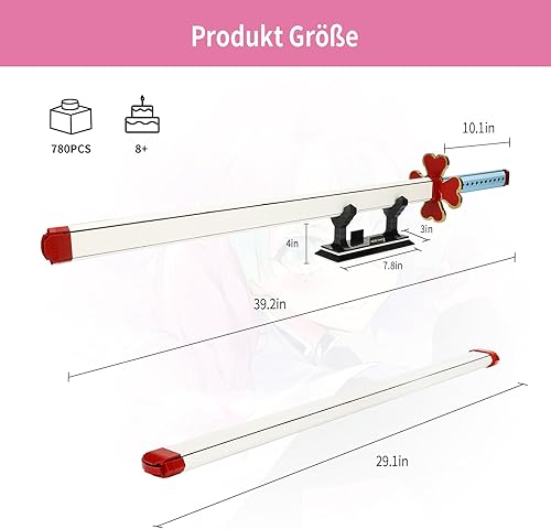 Miniatura 4 de TOY PLAYER Demon Sword - Juego de construcción de juguete Kanroji Mitsuri con vaina y soporte, juego de construcción Katana, regalo para fanáticos