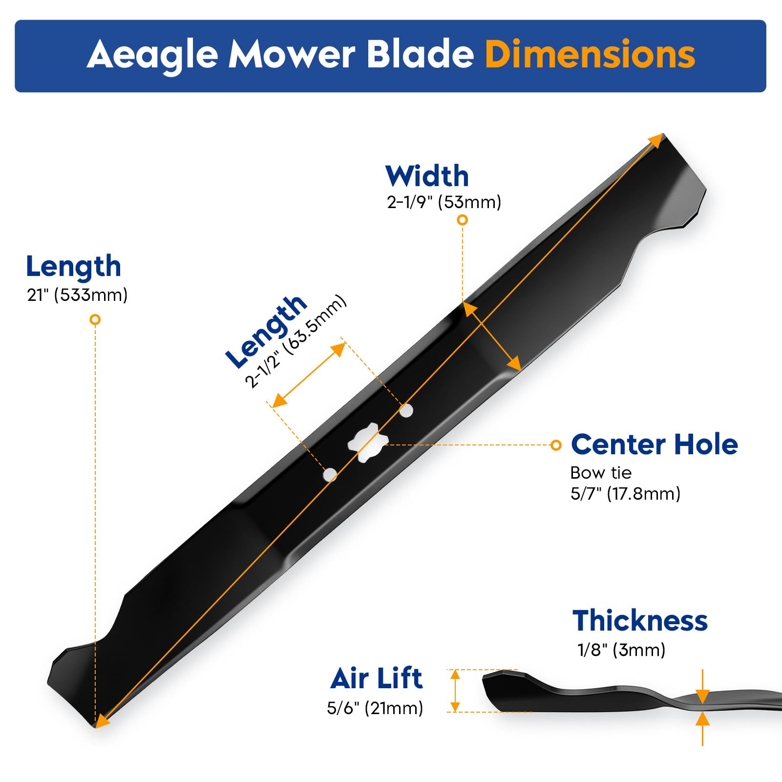 AEagle Falciatrice da 51 cm per MTD Cub Cadet Troy-Bilt SC100 Tuff-Cut 220 742-0641 942-0641 490-100-M086 742-04276 CC46ES CC94M CC98H CC98M CC99ES Confezione da 2